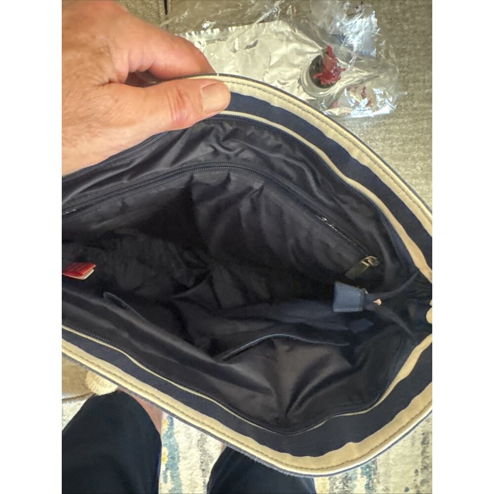 PortoVino Wine Tote Bag Purse Blue & White Canvas w/ Hidden Spout & Wine Bladder - Picture 7 of 9